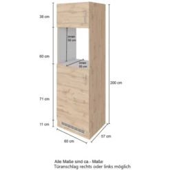 Held Möbel Ofen-Kühlschrankumbau Sorrento B60 X H200 X T60 Cm Weiß-Wotaneiche -Küche Zu Hause 853869 11016600 4