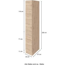 Held Möbel Apothekerschrank Sorrento 30x 200x 60 Cm 2 Ausz. 5 Fächer Wotaneiche -Küche Zu Hause 853931 11016600 4