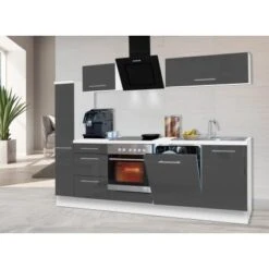 Respekta Premium Küchenzeile 250 Cm Grau Hochglanz-Weiß -Küche Zu Hause 9280777 2929 RP250WGC 1