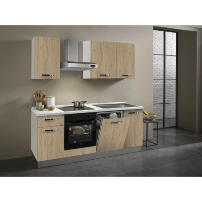 Küchenzeile Lola 210 Cm Eiche Hell-Weiß 1 Küchenzeile Lola 210 Cm Eiche Hell-Weiß