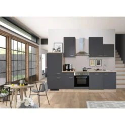 Flex-Well Exclusiv Küchenzeile Morena 280 Cm Basaltgrau Matt-San Remo Eiche Hell -Küche Zu Hause 975 4051 G2802303016MORENA