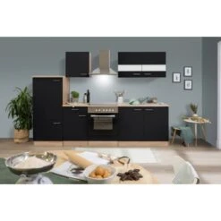 Respekta Küchenzeile 270 Cm Schwarz Eiche Sägerau