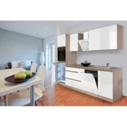 Respekta Küchenzeile GLRP280HESW Grifflos 280 Cm Weiß Hochglanz-Sonoma Eiche 39 Respekta Küchenzeile GLRP280HESW Grifflos 280 Cm Weiß Hochglanz-Sonoma Eiche -Küche Zu Hause Kuechenzeile GLRP280HESW 2