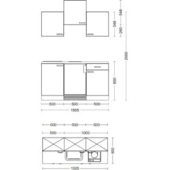 Flex-Well Exclusiv Singleküche Capri 150 Cm Schwarz Matt-Endgrain Oak 18 Flex-Well Exclusiv Singleküche Capri 150 Cm Schwarz Matt-Endgrain Oak -Küche Zu Hause Skizze G1501001000 28mmAPL