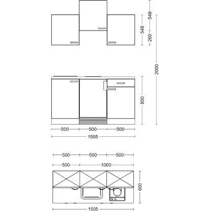 Flex-Well Exclusiv Singleküche Capri 150 Cm Schwarz Matt-Endgrain Oak 9 Flex-Well Exclusiv Singleküche Capri 150 Cm Schwarz Matt-Endgrain Oak – Bild 9