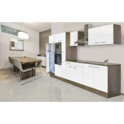 Respekta Küchenzeile KB360EYWMIGKE 360 Cm Weiß Seidengl.-Eiche York Nachbildung -Küche Zu Hause eile KB360EYWMIGKE 360cm 2