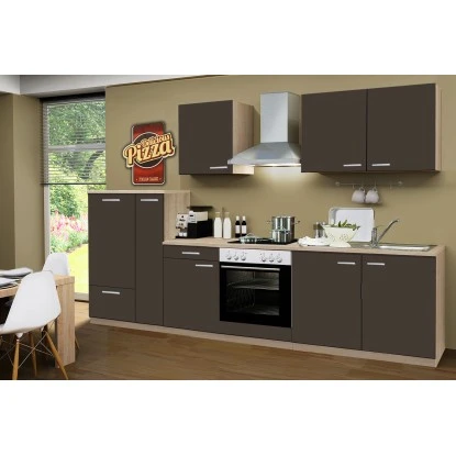 Menke Küchenzeile Classic 300 Cm Lava Melamin-Sonoma Eiche Nachbildung 3 Menke Küchenzeile Classic 300 Cm Lava Melamin-Sonoma Eiche Nachbildung – Bild 3