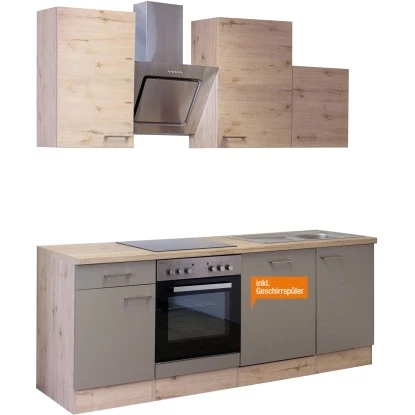 Flex-Well Küchenzeile Arizona 220 Cm Quarz Cubanit-San Remo Eiche 3 Flex-Well Küchenzeile Arizona 220 Cm Quarz Cubanit-San Remo Eiche – Bild 3