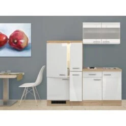 Flex-Well Exclusiv Küchenzeile Valero 190 Cm Hochglanz Weiß-Sonoma Eiche -Küche Zu Hause uechenzeile valero 190cm 2